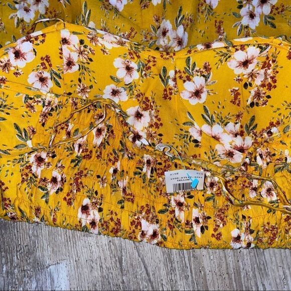 🆕 JOLIE and Joy yellow floral print sundress with padded cups sz M - Picture 13 of 15
